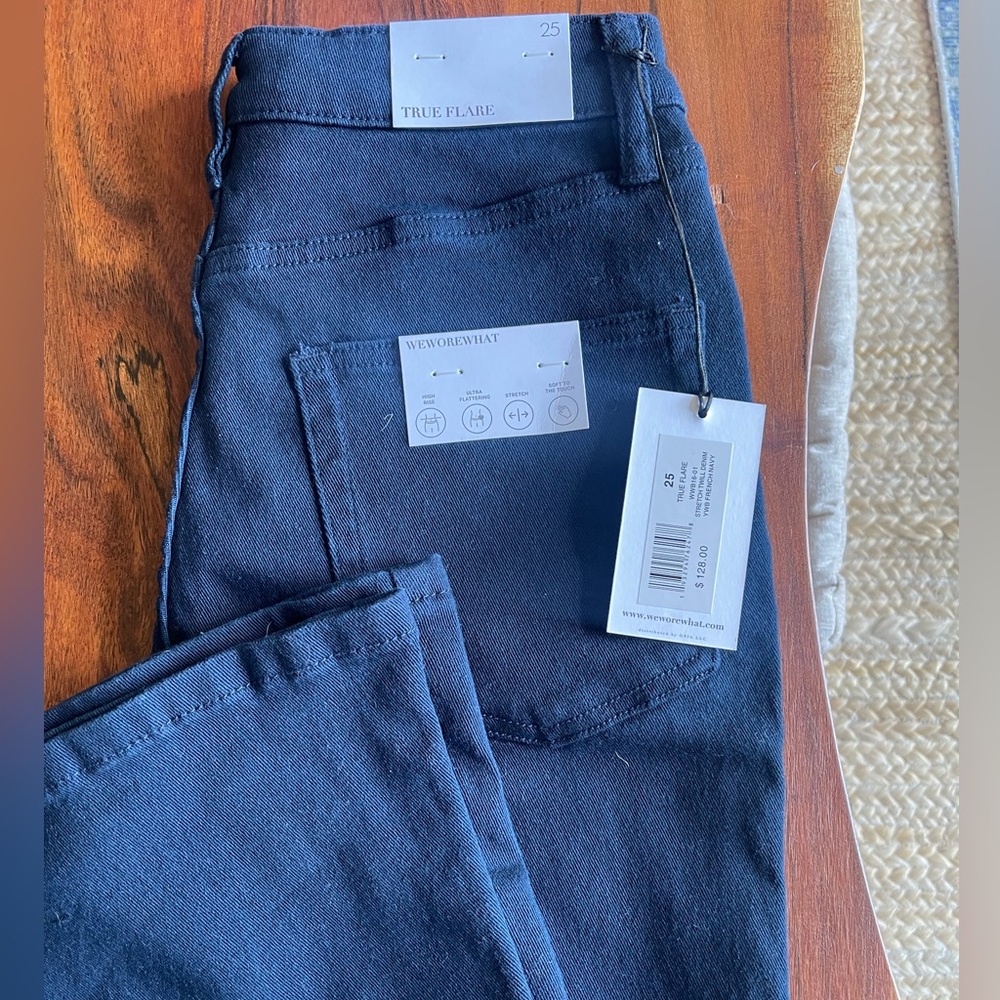 Weworewhat true flare stretch twill denim ywb french navy